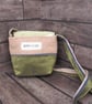 Upcycled Coffee Sack - Mini Shoulder Bag - Green patterned fabric - Image 3