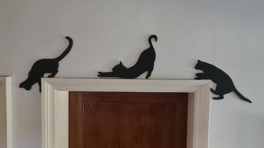 Black Cat Silhouette, door topper, fun, whimsical, door, shelf, wall, gift
