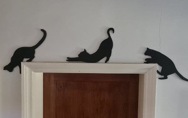 Black Cat Silhouette, door topper, fun, whimsical, door, shelf, wall, gift