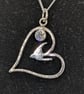 Silver swallow pendant, Sterling silver heart necklace, Bird watcher gift - Image 1