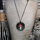 Handmade cute toadstool necklace- Hand painted resin pendant
