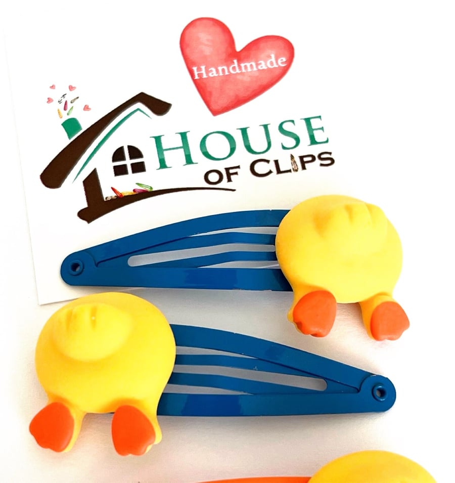 Ducky Bum Bum Hair Clips x2 - Duck Barrettes - Duck Non Slip Hair Clips - Duck H