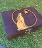 Moongazing Hare Handmade Wooden Mirror Jewellery or Trinket Box 
