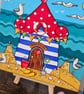 Beach hut square canvas - Image 2