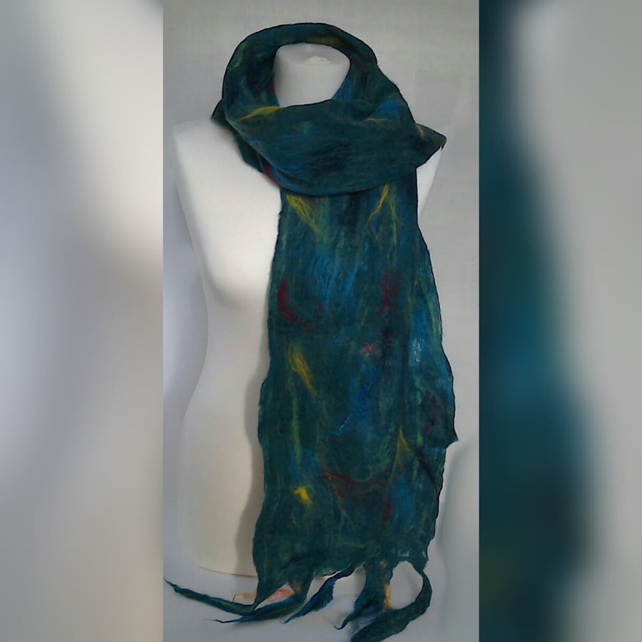 Scarf - hand felted cobweb scarf