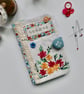 Sewing needle case with Liberty lawn and reclaimed embroidery 