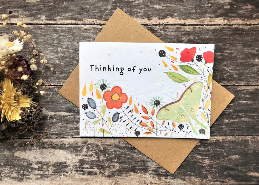 Plantable Seed Paper Thinking of you card ,Sending love , Sympathy card
