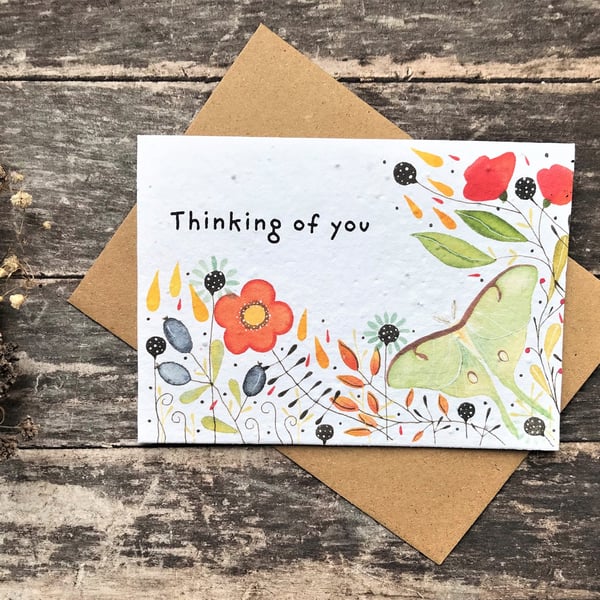 Plantable Seed Paper Thinking of you card ,Sending love , Sympathy card
