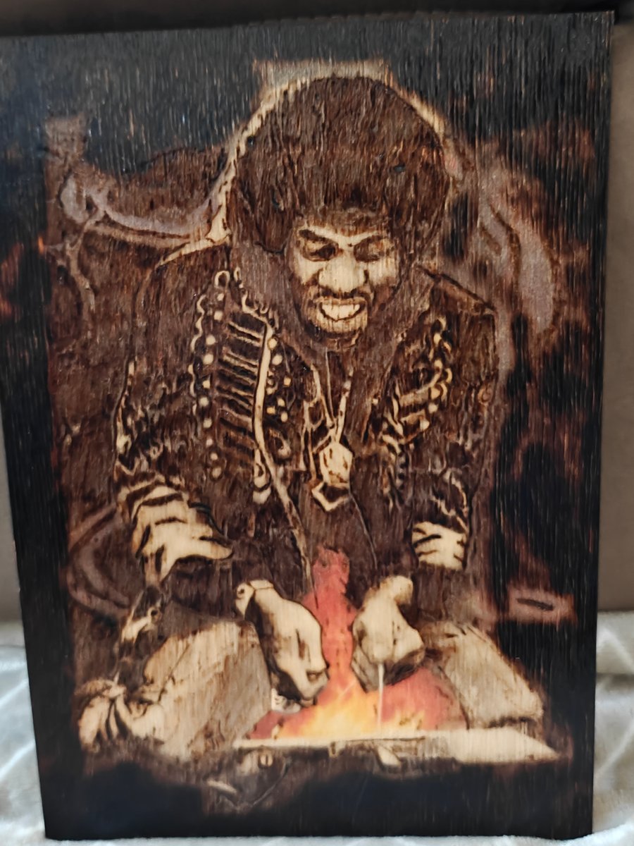 Hendrix with flames