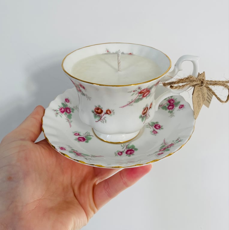 Lavender Fields Tea Cup Candle with Saucer