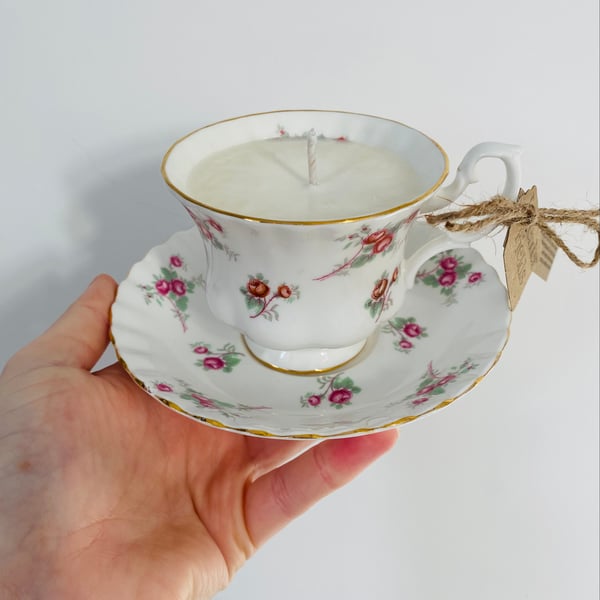 Lavender Fields Tea Cup Candle with Saucer