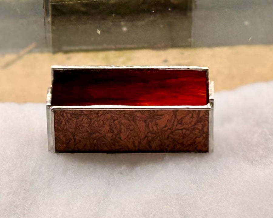 Stained glass business card holder - BRONZE Van Gogh glass front