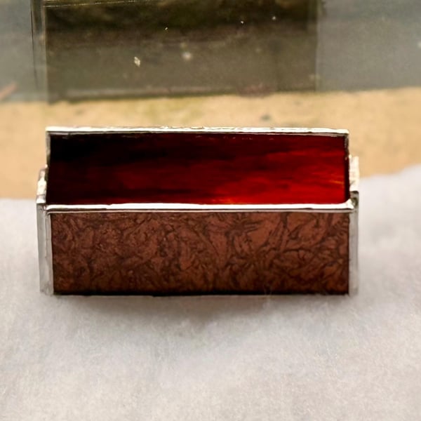 Stained glass business card holder - BRONZE Van Gogh glass front