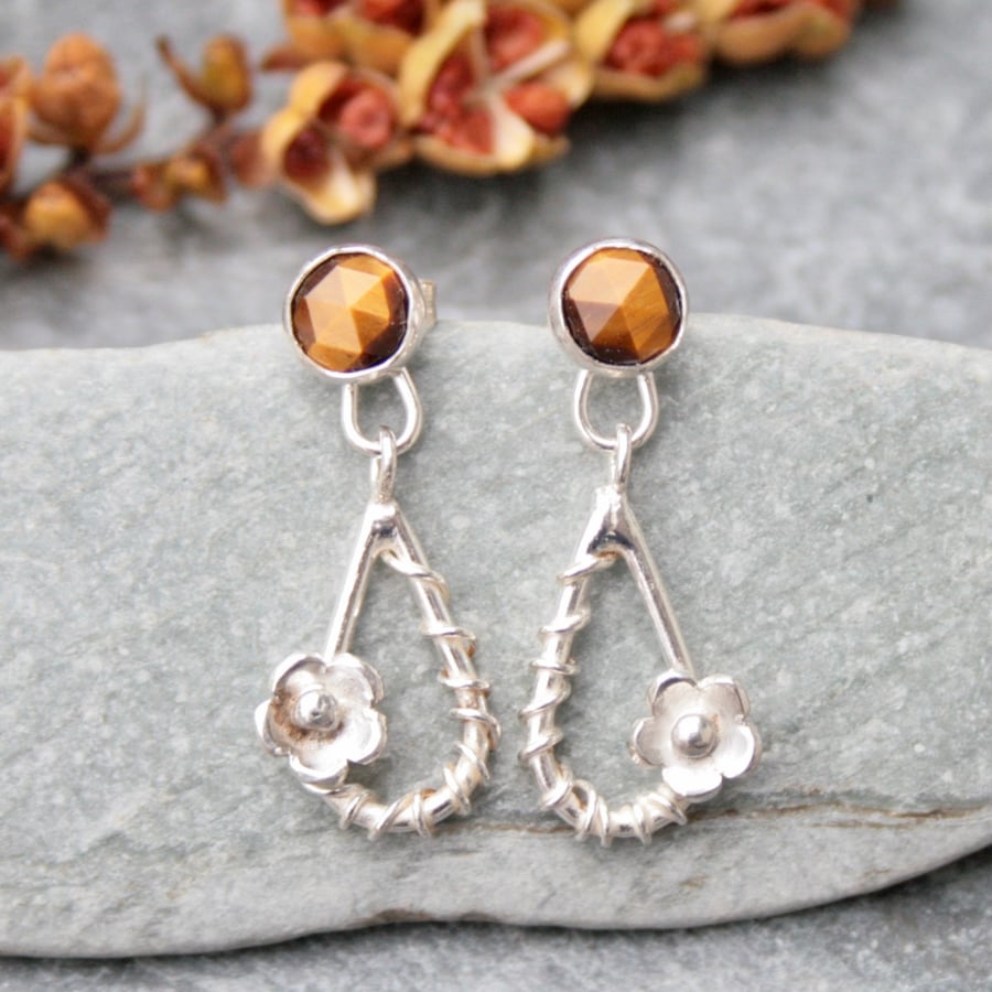 Tiger's eye gemstone earrings