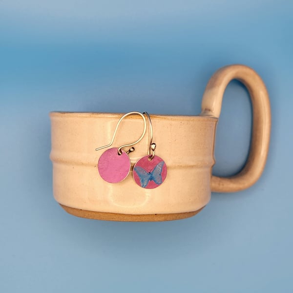 Handmade Aluminium and Silver Reversible Earrings - 014