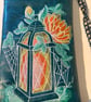 Embroidered Lantern Crossbody Bag – Dark Teal Vinyl – Floral & Web Design  - Image 2