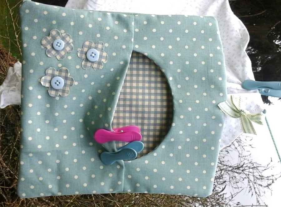 Duck Egg Blue Spot Peg Bag