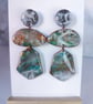 Marbled Polymer Clay Statement Earrings: Handmade Organic Design - Image 2