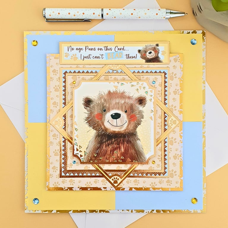 Humorous Birthday Card With A Bear, Neutral Birthday Card With Funny Sentiment