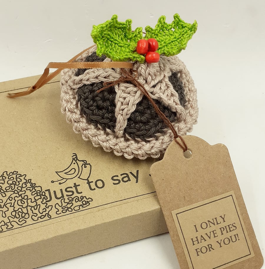 Crochet Mince Pie Decoration  - Alternative to a Christmas Card 