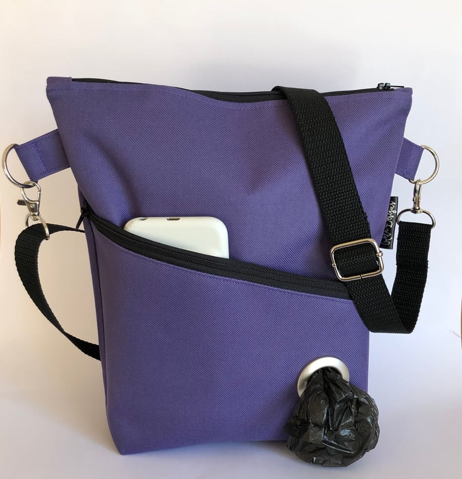 Waterproof dog walking bag, purple