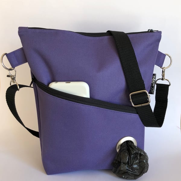 Waterproof dog walking bag, purple