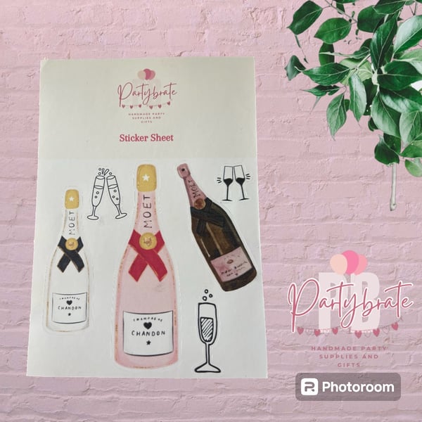 Moët and Champagne Sticker Sheet 