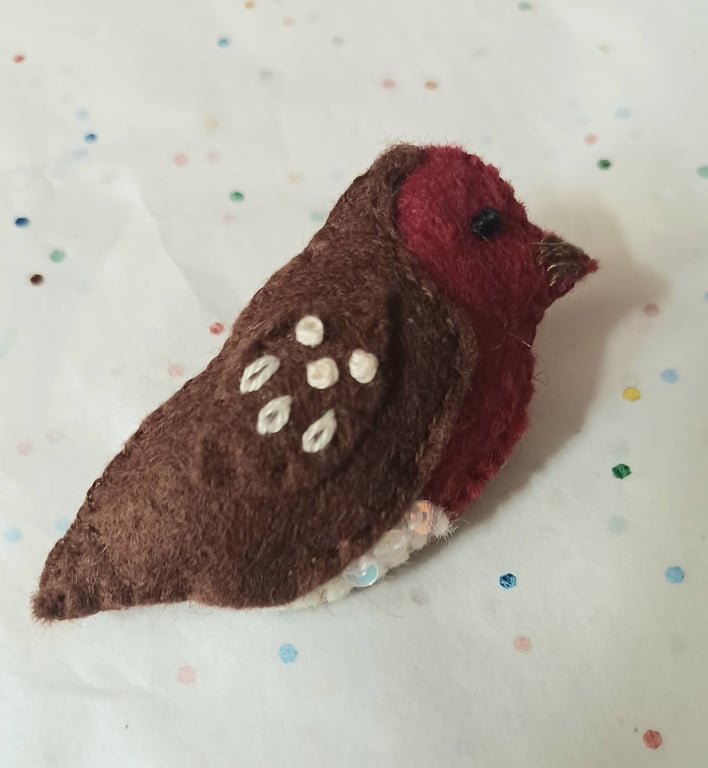 Handmade Felt Robin Brooch