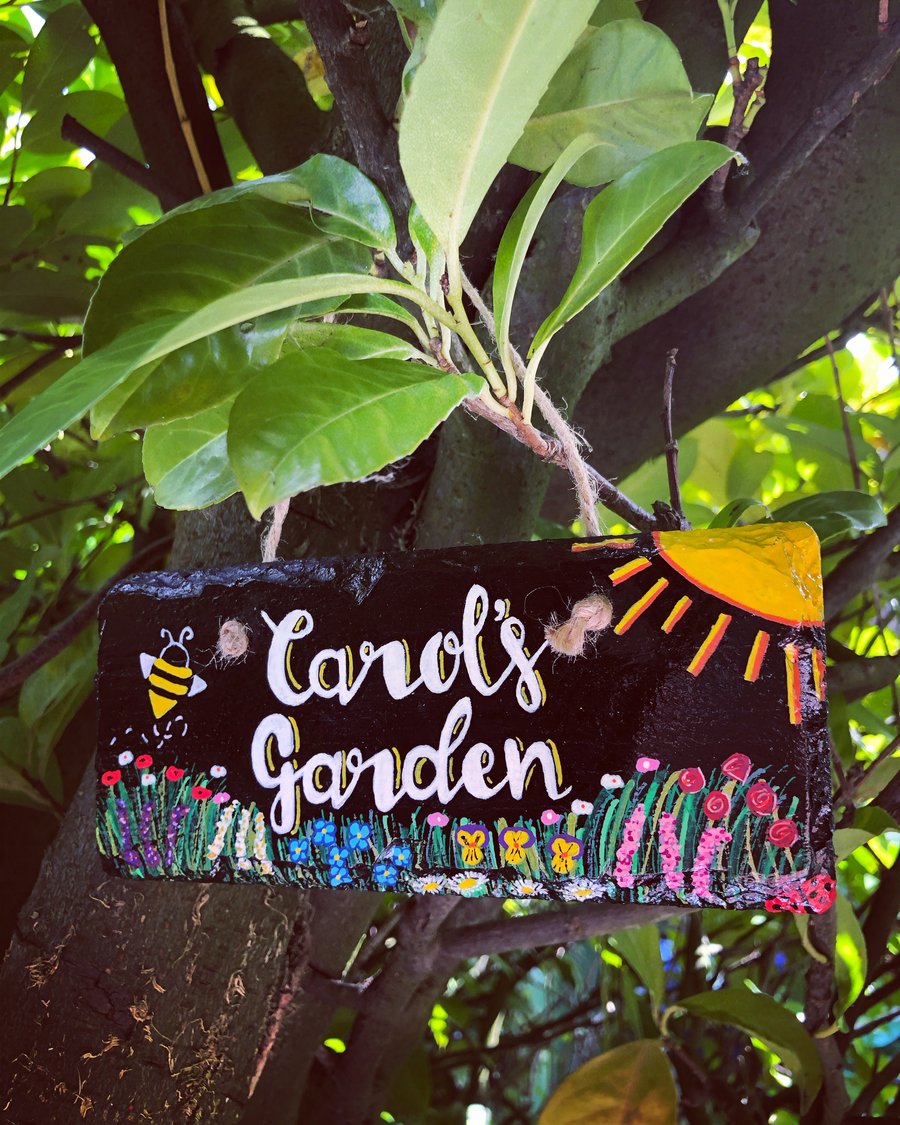Hand painted  Garden slate sign