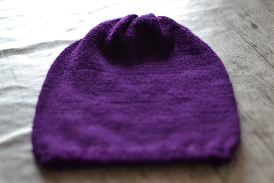 Hat Womens Bright Purple Knitted Slouch hat