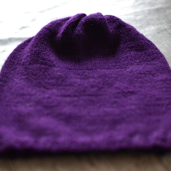 Hat Womens Bright Purple Knitted Slouch hat