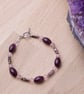  Purple bracelet - Deep Purple and pink cloisonne beaded bracelet - Image 3