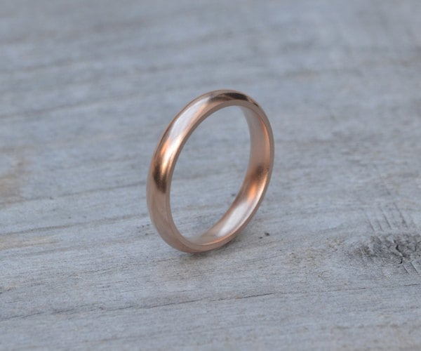 Rose Gold Wedding Band, Heavy Domed Comfort Fit Wedding Ring