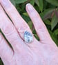 Sterling silver dendrite statement ring, unique gemstone ring - Image 2