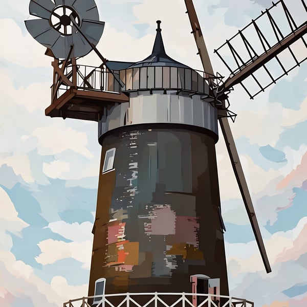 Snettisham Norfolk Bircham Windmill A5 Greeting Card 
