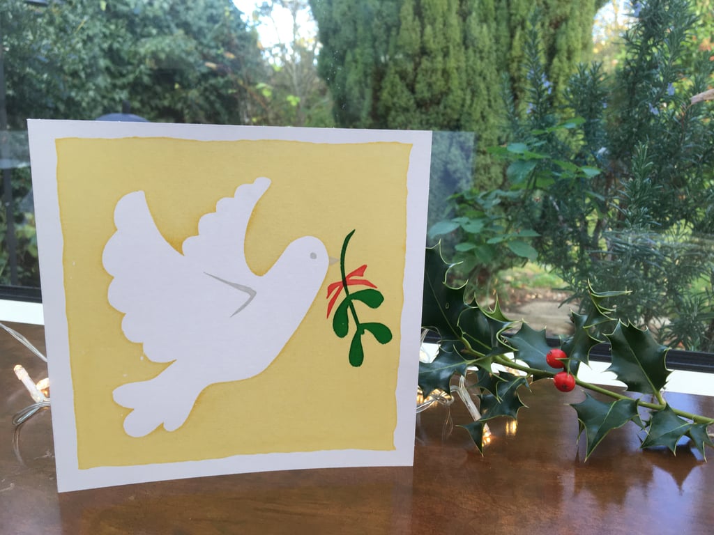 1 x ‘Peace' - Christmas Greetings Card - Hand Printed Silkscreen Art