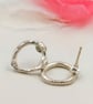 Organic Sterling Silver Molten Stud Earrings - Minimalist Everyday Jewellery - Image 2