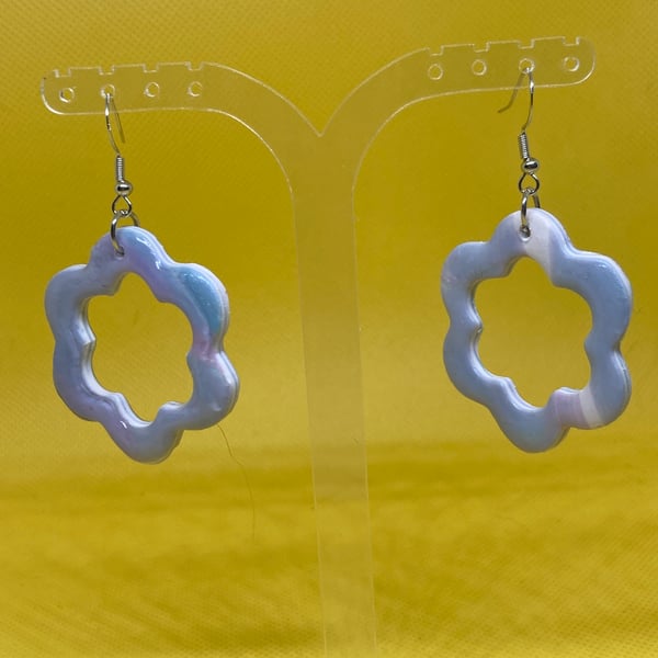 Chic Blue Flower-Shaped Dangle Earrings