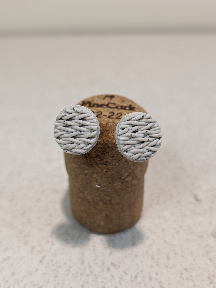 Knitted stud polymer clay earrings 