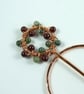 Copper Shawl Pin - Festive Wreath with Garnet & Agate - Image 8