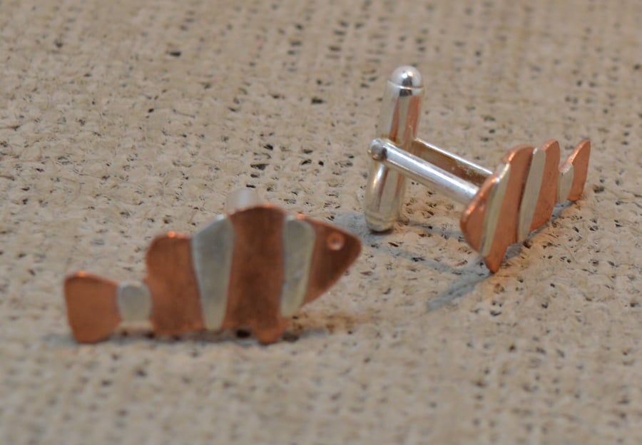 STERLING SILVER AND COPPER CUFFLINKS - NEMO