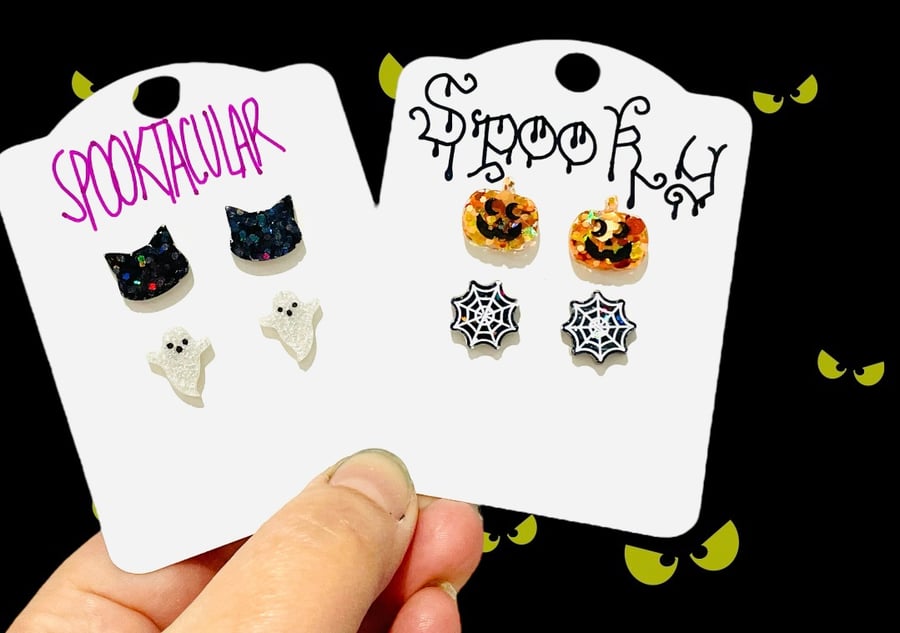 Halloween pumpkin stud earrings, spooky earrings, Halloween jewellery 