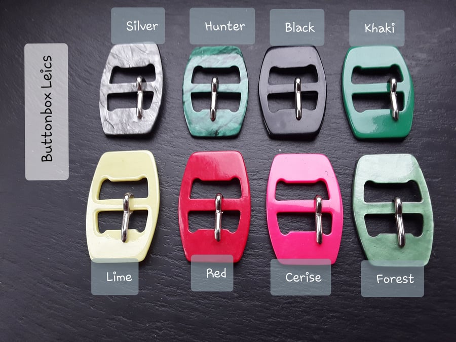 1930's Vintage Casein Buckles in Khaki and Hunter Green only