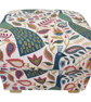 Storage Footstool Fryetts Peaocks Teal Fabric Ottoman Pouffe Birds Green - Image 1