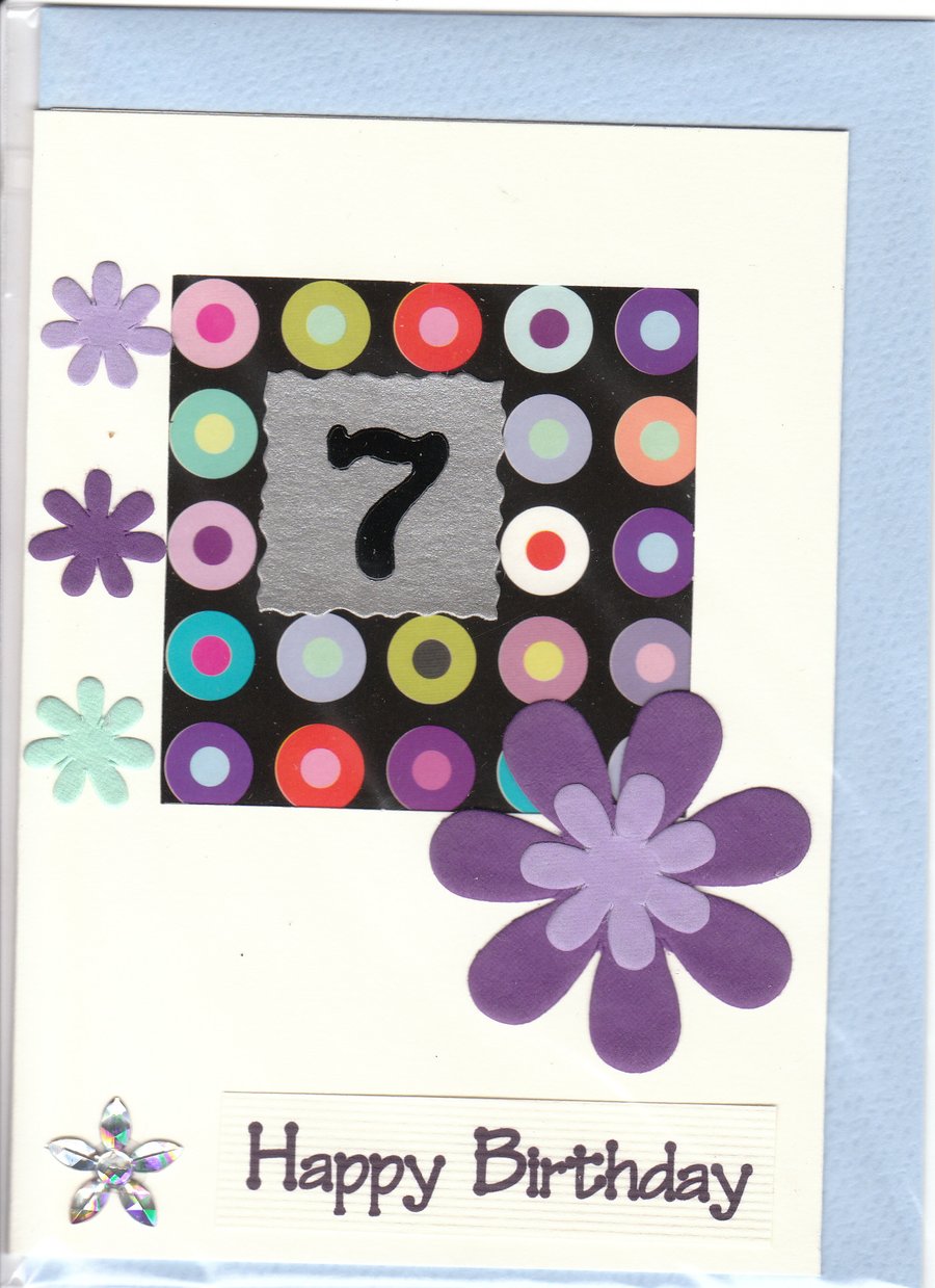 SALE! GIRLS'S BIRTHDAY CARD AGE 7 Floral