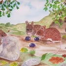 The Woodmouse and The Blackberry Feast. Wall Art Print A4