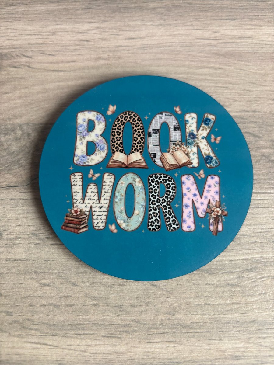 Coaster 'Book Worm' reading lover, bookish gift, handmade