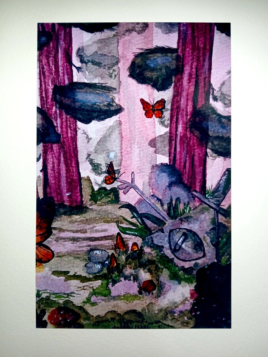 Gravity Falls 'statue in the forest' Watercolour print A5