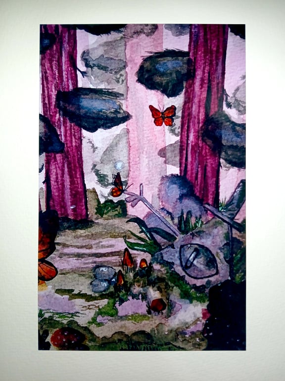 Gravity Falls 'statue in the forest' Watercolour print A5