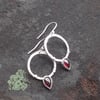 Hoop drop garnet earrings